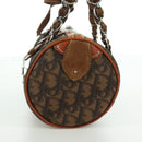 Christian Dior Romantic Trotter Canvas Hand Bag PVC Brown Silver Auth 170563V-3