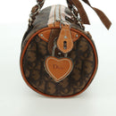 Christian Dior Romantic Trotter Canvas Hand Bag PVC Brown Silver Auth 170563V-4