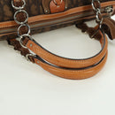 Christian Dior Romantic Trotter Canvas Hand Bag PVC Brown Silver Auth 170563V-7
