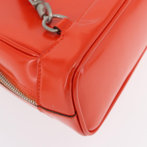 GUCCI Bamboo Shoulder Bag Patent leather Orange Silver 003 1998 0127 Auth 170571