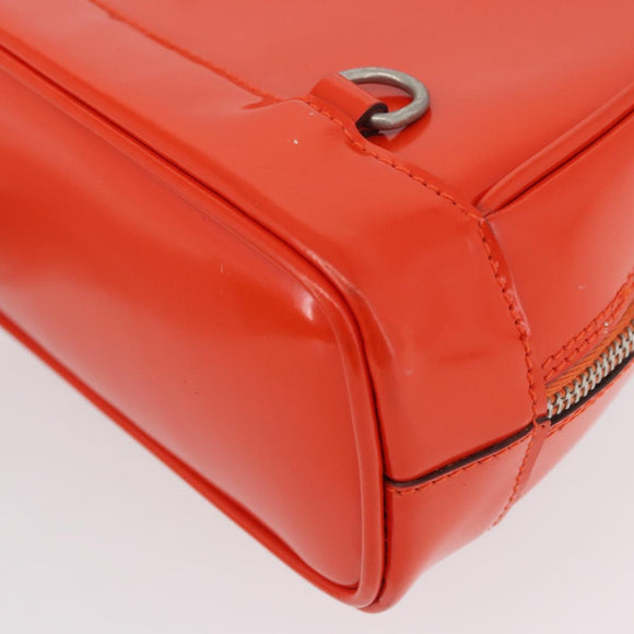 GUCCI Bamboo Shoulder Bag Patent leather Orange Silver 003 1998 0127 Auth 170571