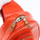 GUCCI Bamboo Shoulder Bag Patent leather Orange Silver 003 1998 0127 Auth 170571-17