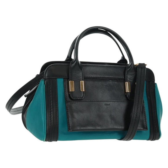 Chloe Alice Hand Bag Leather 2way Blue Gold Auth 170574V