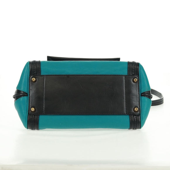 Chloe Alice Hand Bag Leather 2way Blue Gold Auth 170574V