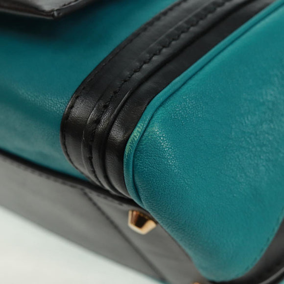 Chloe Alice Hand Bag Leather 2way Blue Gold Auth 170574V