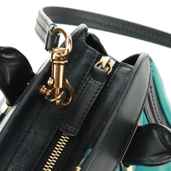 Chloe Alice Hand Bag Leather 2way Blue Gold Auth 170574V