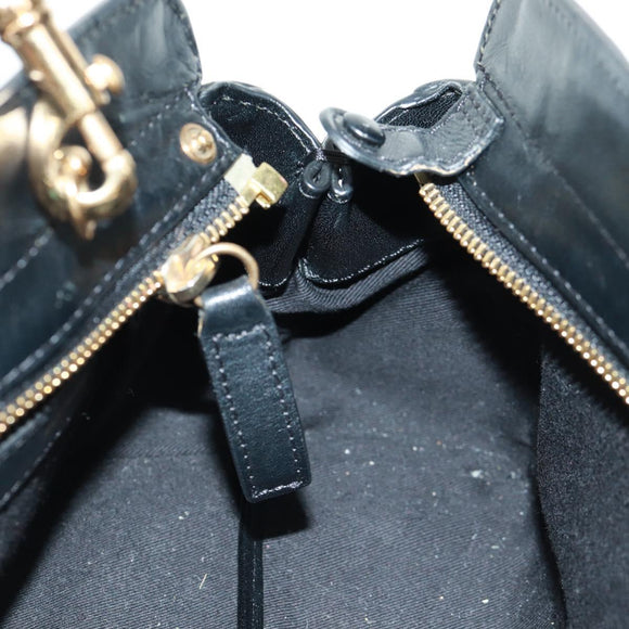 Chloe Alice Hand Bag Leather 2way Blue Gold Auth 170574V