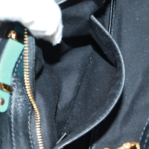 Chloe Alice Hand Bag Leather 2way Blue Gold Auth 170574V