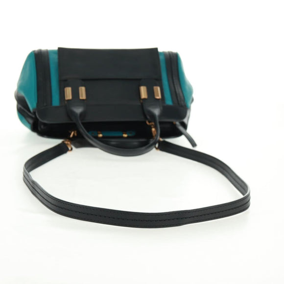 Chloe Alice Hand Bag Leather 2way Blue Gold Auth 170574V