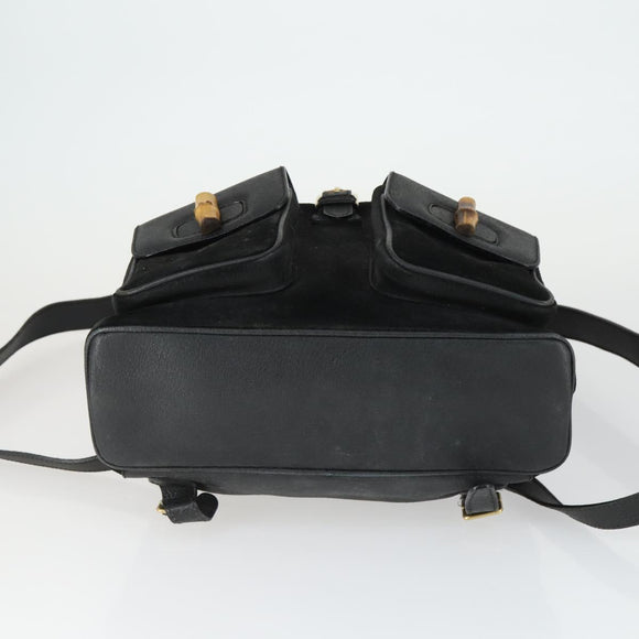 GUCCI Bamboo Backpack Suede Leather Black Gold 003 2058 0016 Auth 170577
