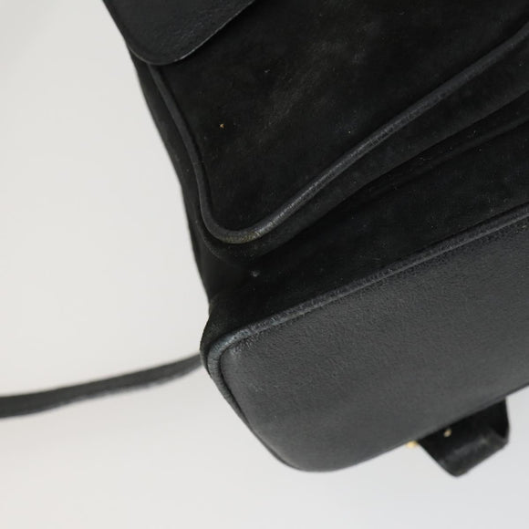 GUCCI Bamboo Backpack Suede Leather Black Gold 003 2058 0016 Auth 170577