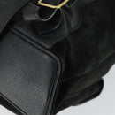 GUCCI Bamboo Backpack Suede Leather Black Gold 003 2058 0016 Auth 170577-13