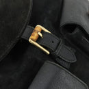 GUCCI Bamboo Backpack Suede Leather Black Gold 003 2058 0016 Auth 170577-15