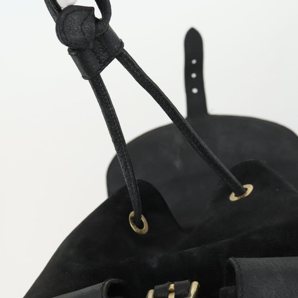 GUCCI Bamboo Backpack Suede Leather Black Gold 003 2058 0016 Auth 170577