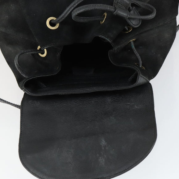 GUCCI Bamboo Backpack Suede Leather Black Gold 003 2058 0016 Auth 170577