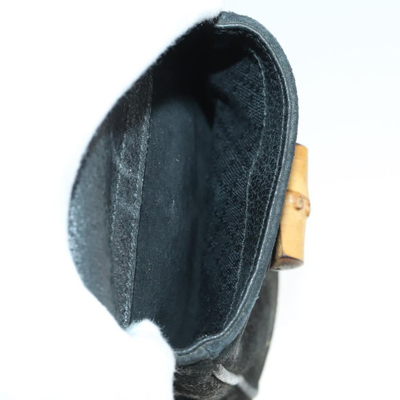 GUCCI Bamboo Backpack Suede Leather Black Gold 003 2058 0016 Auth 170577