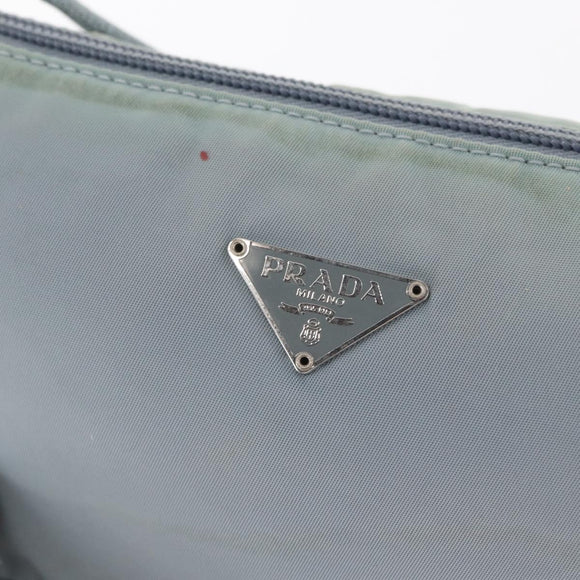 PRADA Accessory Pouch Nylon Light Blue Silver Auth 170583
