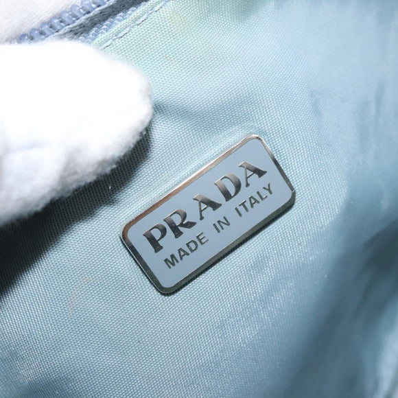 PRADA Accessory Pouch Nylon Light Blue Silver Auth 170583
