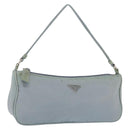 PRADA Accessory Pouch Nylon Light Blue Silver Auth 170583-1