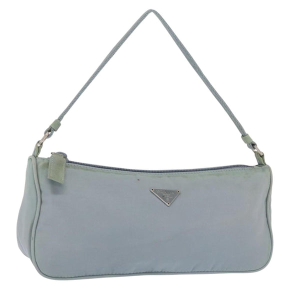 PRADA Accessory Pouch Nylon Light Blue Silver Auth 170583