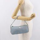PRADA Accessory Pouch Nylon Light Blue Silver Auth 170583-21