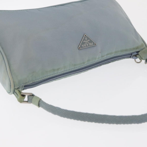 PRADA Accessory Pouch Nylon Light Blue Silver Auth 170583