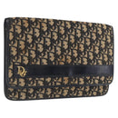 Christian Dior Trotter Canvas Clutch Bag Navy Gold Auth 170587-1