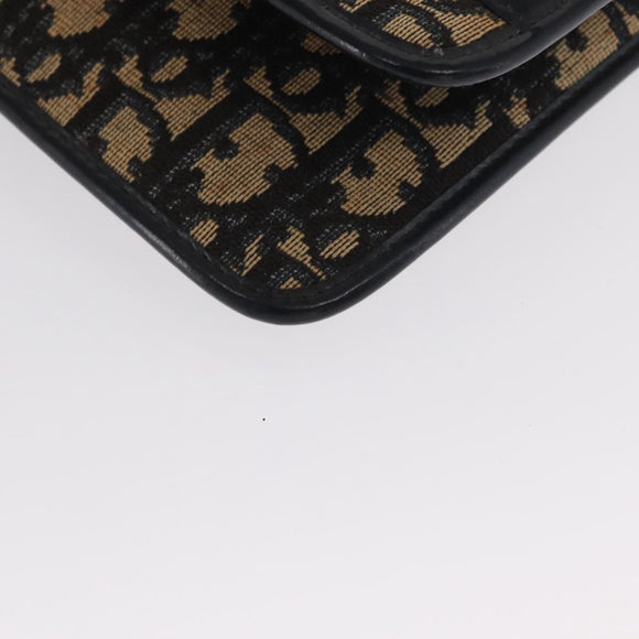 Christian Dior Trotter Canvas Clutch Bag Navy Gold Auth 170587