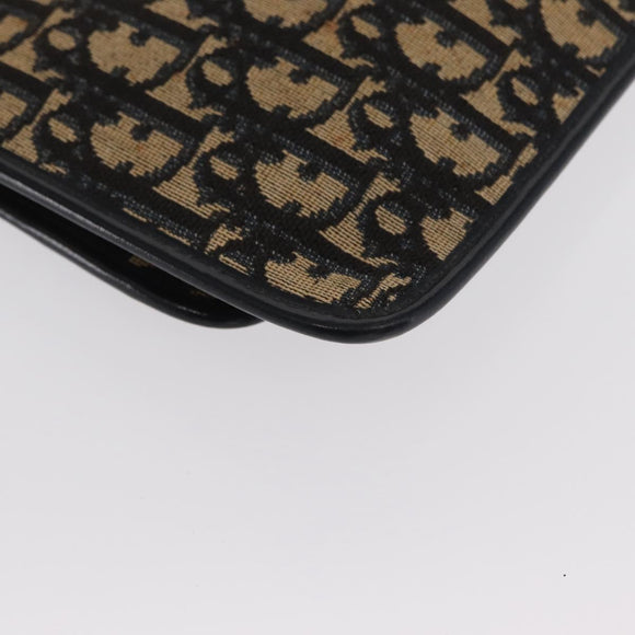 Christian Dior Trotter Canvas Clutch Bag Navy Gold Auth 170587