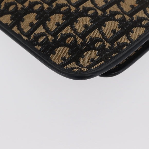 Christian Dior Trotter Canvas Clutch Bag Navy Gold Auth 170587