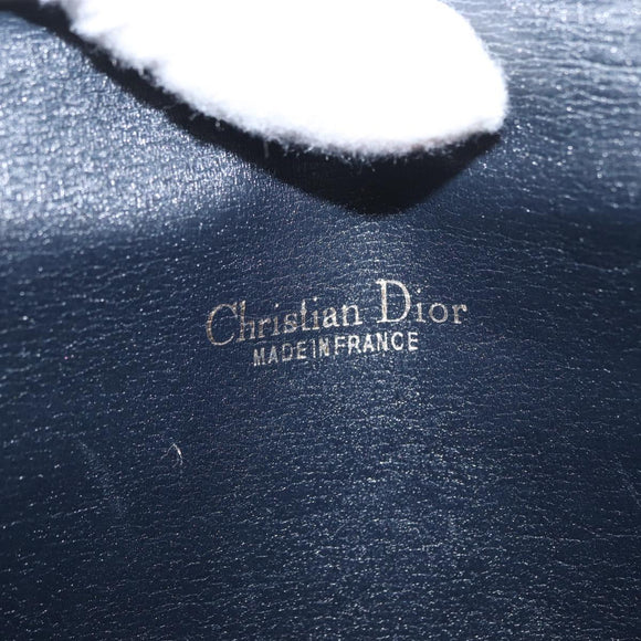 Christian Dior Trotter Canvas Clutch Bag Navy Gold Auth 170587