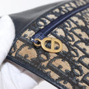 Christian Dior Trotter Canvas Clutch Bag Navy Gold Auth 170587-11