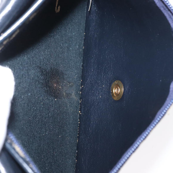Christian Dior Trotter Canvas Clutch Bag Navy Gold Auth 170587