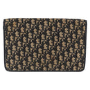 Christian Dior Trotter Canvas Clutch Bag Navy Gold Auth 170587-2