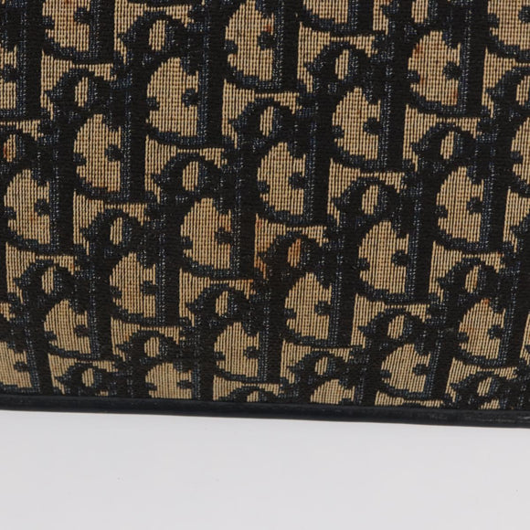 Christian Dior Trotter Canvas Clutch Bag Navy Gold Auth 170587