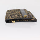 Christian Dior Trotter Canvas Clutch Bag Navy Gold Auth 170587-5