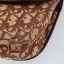 Christian Dior Trotter Canvas Shoulder Bag Red Gold Auth 170588-9