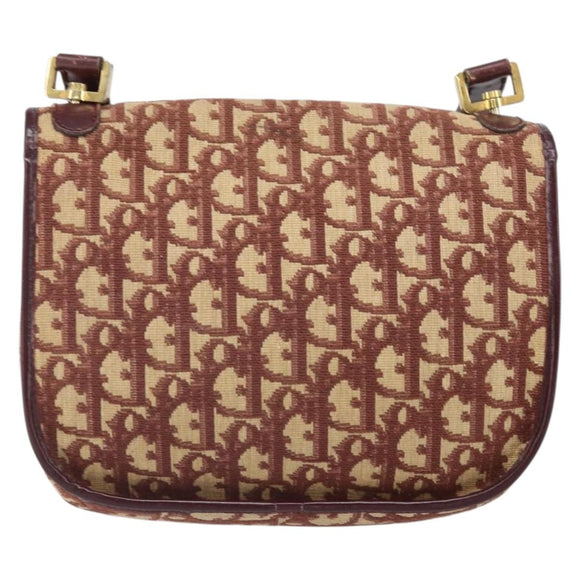 Christian Dior Trotter Canvas Shoulder Bag Red Gold Auth 170588