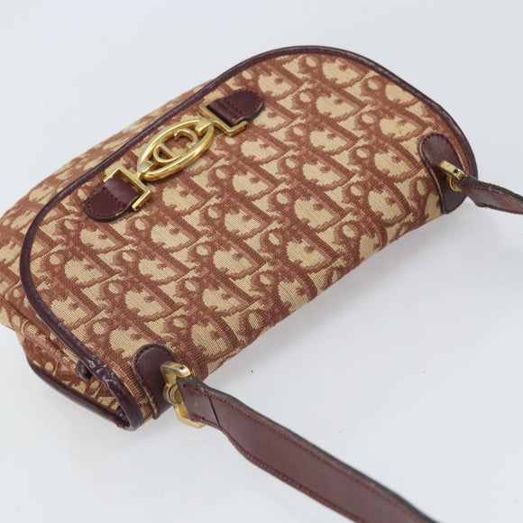 Christian Dior Trotter Canvas Shoulder Bag Red Gold Auth 170588