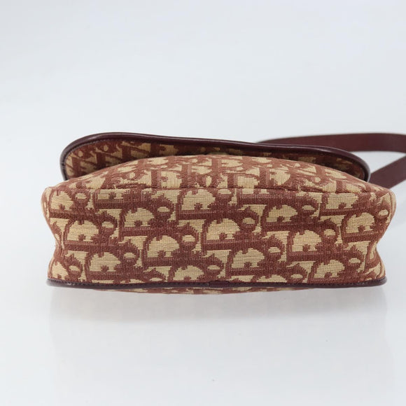 Christian Dior Trotter Canvas Shoulder Bag Red Gold Auth 170588