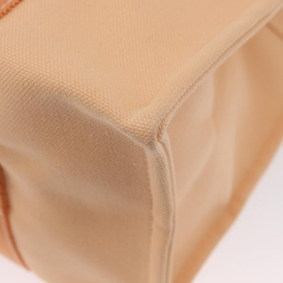HERMES Coquillage PM Hand Bag Canvas Orange Silver Auth 170596
