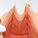 HERMES Coquillage PM Hand Bag Canvas Orange Silver Auth 170596-17