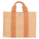 HERMES Coquillage PM Hand Bag Canvas Orange Silver Auth 170596-2