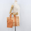 HERMES Coquillage PM Hand Bag Canvas Orange Silver Auth 170596-23