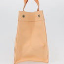 HERMES Coquillage PM Hand Bag Canvas Orange Silver Auth 170596-4