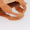 HERMES Coquillage PM Hand Bag Canvas Orange Silver Auth 170596-7