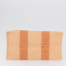 HERMES Coquillage PM Hand Bag Canvas Orange Silver Auth 170596-9