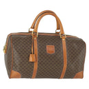 CELINE Macadam Canvas Boston Bag PVC Leather Brown Gold Auth 170598-1
