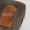 CELINE Macadam Canvas Boston Bag PVC Leather Brown Gold Auth 170598-14