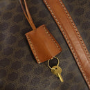 CELINE Macadam Canvas Boston Bag PVC Leather Brown Gold Auth 170598-10